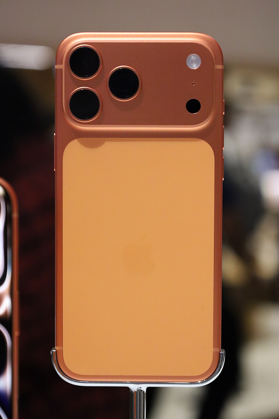 iPhone 17 Pro Max in Cosmic Orange, back view